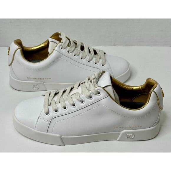 Donna Karan New York Women's Donna Lace Up Sneakers Shoes White/Gold Size 9.5M - Picture 4 of 8